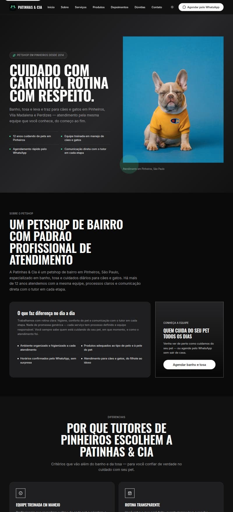 Prévia do site Patinhas & Cia